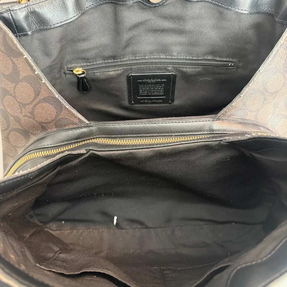 Coach Lexy Shoulder Bag Signature Coated Canvas Brown Black Monogram - Picture 8 of 12